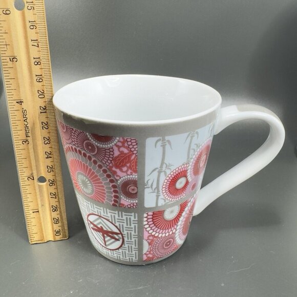 Debra Valencia Coffee Mug Cup Blue Harbor Pink And Gray Floral Dragonfly 16oz - Picture 3 of 11